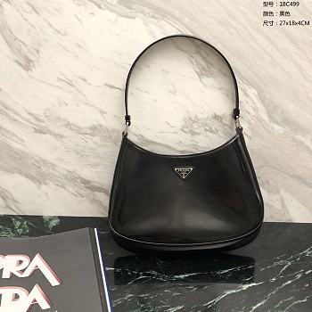 Prada Cleo Brushed Leather Black Shoulder Bag 27x18x4cm