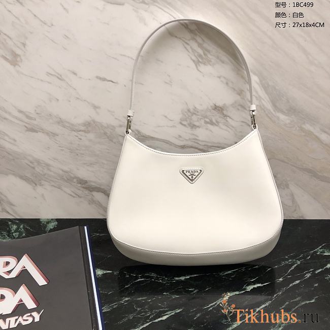 Prada Cleo Brushed Leather White Shoulder Bag 27x18x4cm - 1