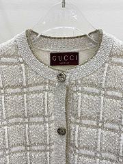 Gucci Wool Lamé Check Jacquard Cardigan - 5