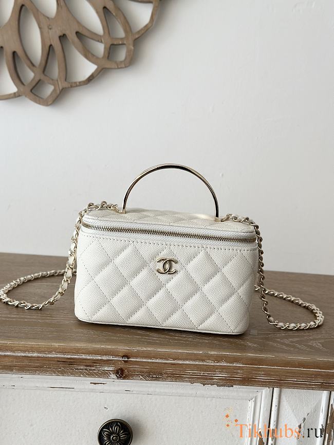 Chanel Vanity Top Handle White Caviar 17x9.5x8cm - 1