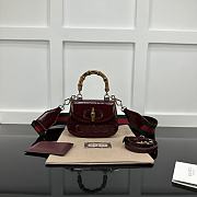 Gucci Bamboo 1947 Mini Top Handle Bag Red Wine 17x12x7.5cm - 1