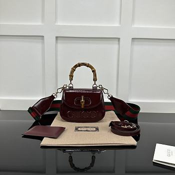 Gucci Bamboo 1947 Mini Top Handle Bag Red Wine 17x12x7.5cm