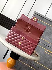 Chanel Medium Flap Bag Lambskin Red Wine Gold 25cm - 3