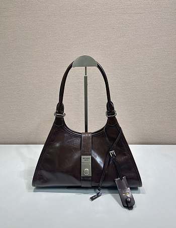 Prada Medium Leather Tote Bag Dark Brown 30.5x17.5x9cm