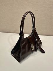 Prada Medium Leather Tote Bag Dark Brown 30.5x17.5x9cm - 5