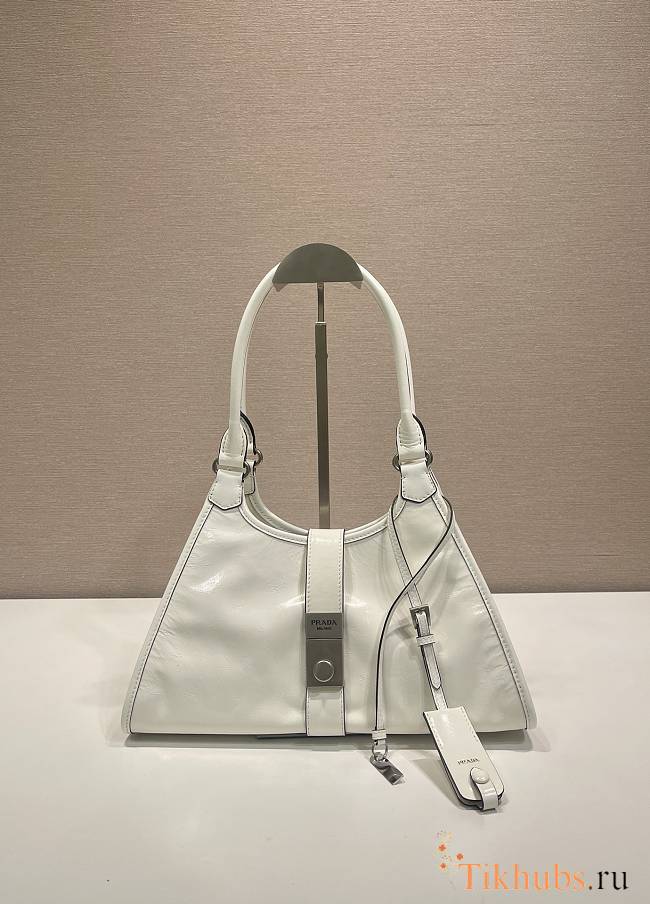 Prada Medium Leather Tote Bag White 30.5x17.5x9cm - 1