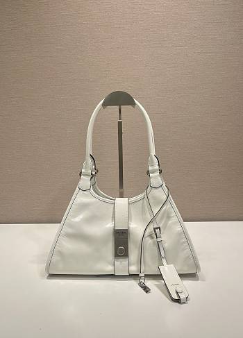 Prada Medium Leather Tote Bag White 30.5x17.5x9cm