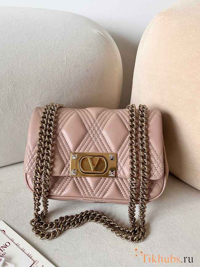 Valentino Garavani Quiltie 67 Medium Shoulder Bag Pink 23x17x8cm - 1