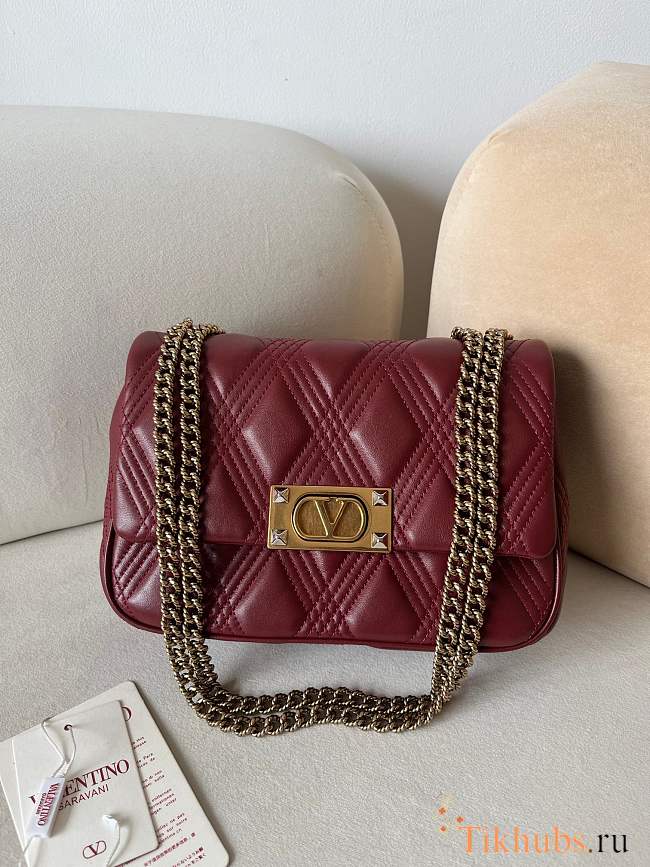 Valentino Garavani Quiltie 67 Medium Shoulder Bag Red 23x17x8cm - 1