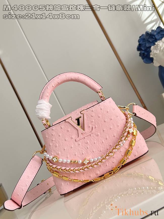 Louis Vuitton LV Mini Capucines Bag Pink Ostrich 21cm - 1