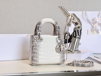 Dior Mini Lady Bag Crocodile White 17cm