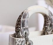 Dior Mini Lady Bag Crocodile White 17cm - 4