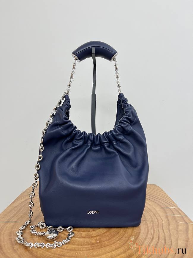 Loewe Small Squeeze Bag Lambskin Navy Blue 29x24x10.5cm - 1