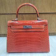 Hermes Kelly 25 Bag Orange Silver Crocodile 25cm - 1