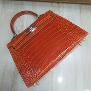 Hermes Kelly 25 Bag Orange Silver Crocodile 25cm - 3