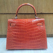 Hermes Kelly 25 Bag Orange Silver Crocodile 25cm - 2