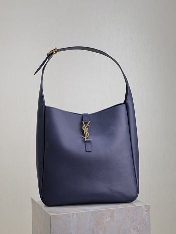 YSL Le 5 À 7 Large Grained Leather Navy Blue 30x31x13cm