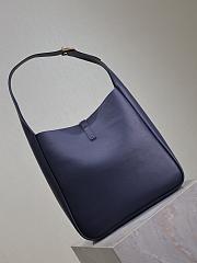 YSL Le 5 À 7 Large Grained Leather Navy Blue 30x31x13cm - 4