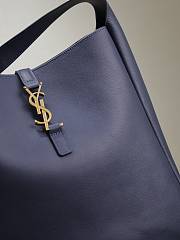 YSL Le 5 À 7 Large Grained Leather Navy Blue 30x31x13cm - 2