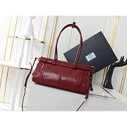 Prada Medium Leather Handbag Red Wine 32x15.5x12cm - 5