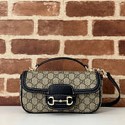 Gucci Horsebit 1955 Soft Small Top Handle Bag Black Beige - 1