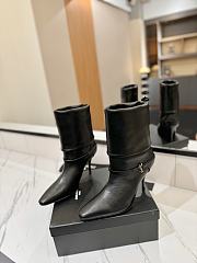 YSL Leather Vicky Ankle Black Boots 90 - 2