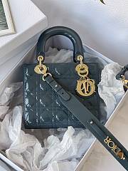 Dior Small Lady Bag Patent Leather Blue 20cm - 1