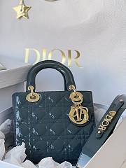 Dior Small Lady Bag Patent Leather Blue 20cm - 6