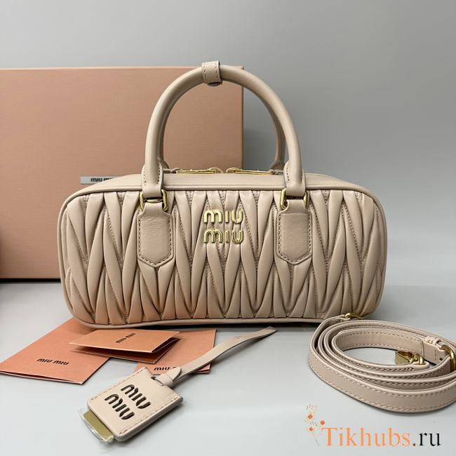 Miu Miu Arcadie Matelassé Nappa Bag Light Beige 27x9x12cm - 1