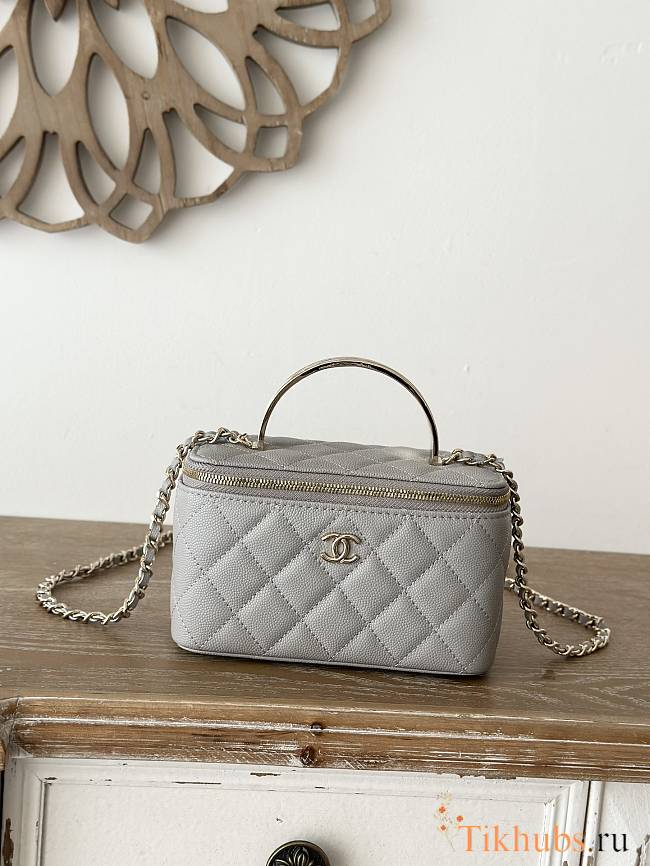 Chanel Vanity Top Handle Grey Caviar 17x9.5x8cm - 1