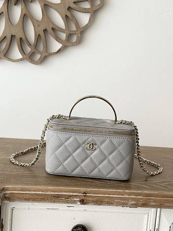 Chanel Vanity Top Handle Grey Caviar 17x9.5x8cm