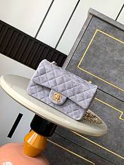 Chanel Flap Bag Light Grey Suede 20cm - 1