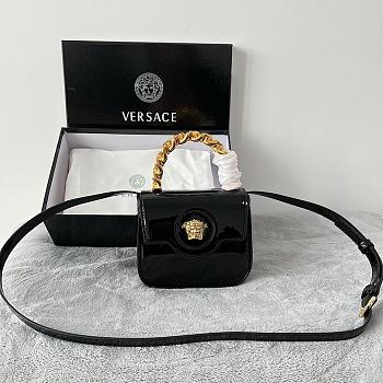 Versace La Medusa Mini Bag Black Patent 16x12x6cm