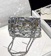 Chanel Flap Bag Sequins Silver 20cm - 4