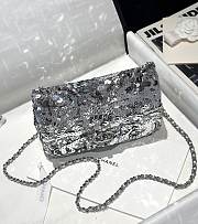 Chanel Flap Bag Sequins Silver 20cm - 2