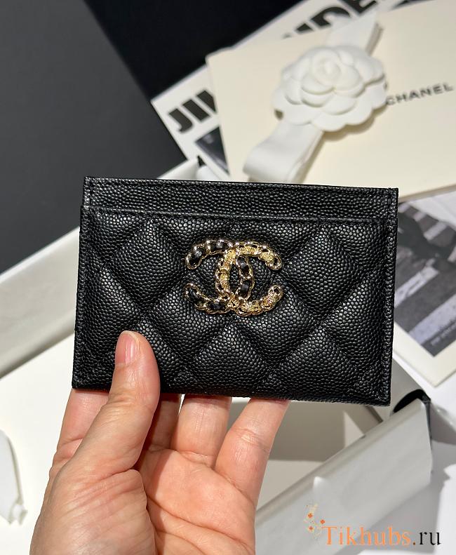 Chanel 19 Black Caviar Wallet 11.5x7.5cm - 1