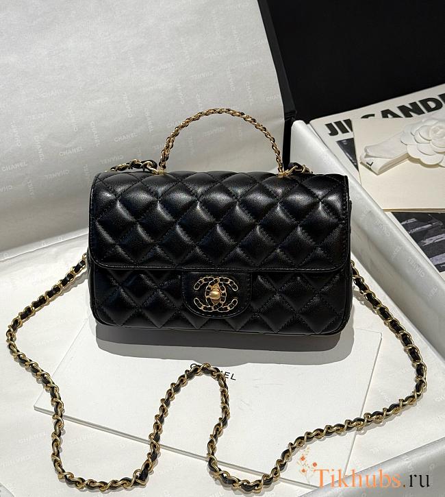 Chanel 24C Top Flap Bag Black Lambskin 21cm - 1