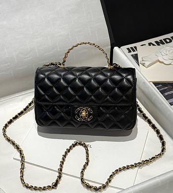 Chanel 24C Top Flap Bag Black Lambskin 21cm