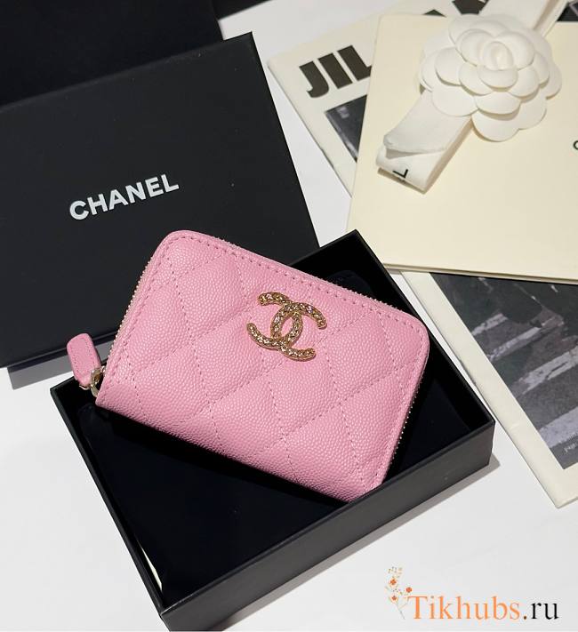 Chanel Zip Coin Purse Pink Caviar 11.2x7.5cm - 1