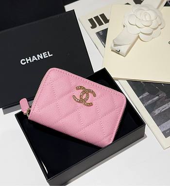 Chanel Zip Coin Purse Pink Caviar 11.2x7.5cm