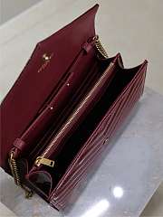 YSL Envelope Wallet Bag Red Wine Patent Gold 22.5x14x4cm - 6