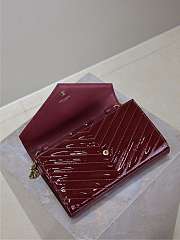 YSL Envelope Wallet Bag Red Wine Patent Gold 22.5x14x4cm - 5