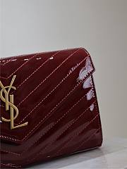 YSL Envelope Wallet Bag Red Wine Patent Gold 22.5x14x4cm - 4