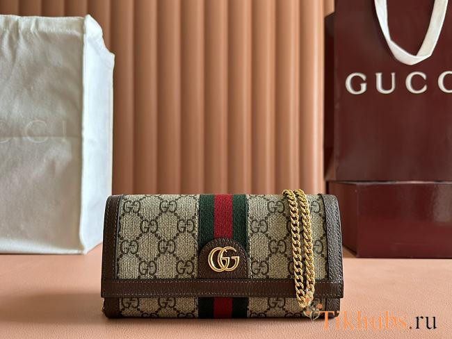 Gucci Ophidia Chain Wallet Brown 19x10x3.5cm - 1