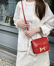 Hermes Constance Crocodile Red Bag 18x15x4cm - 2