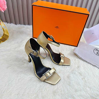 Hermes Judy Sandals Champagne Heel 10cm