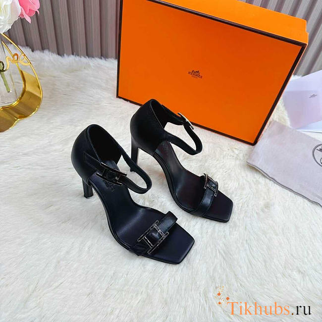 Hermes Judy Sandals Black Heel 10cm - 1