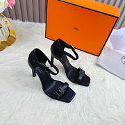 Hermes Judy Sandals Black Heel 10cm - 1