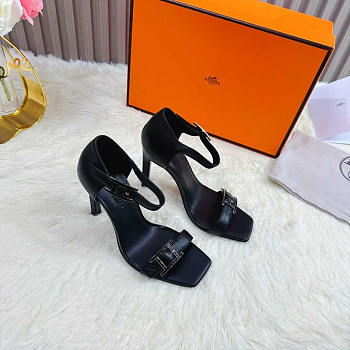 Hermes Judy Sandals Black Heel 10cm