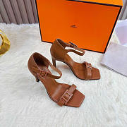 Hermes Judy Sandals Brown Heel 10cm - 1